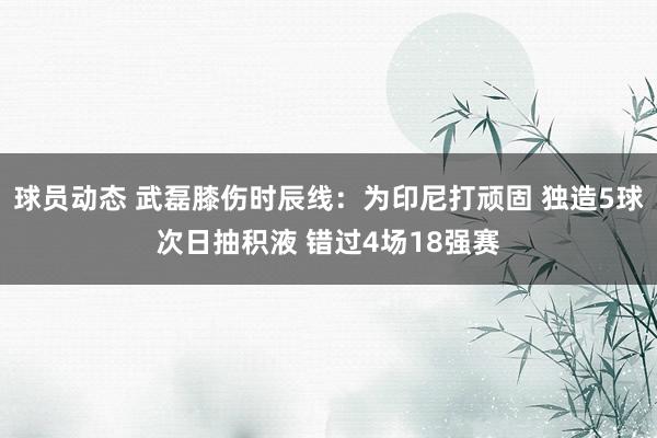 球员动态 武磊膝伤时辰线：为印尼打顽固 独造5球次日抽积液 错过4场18强赛