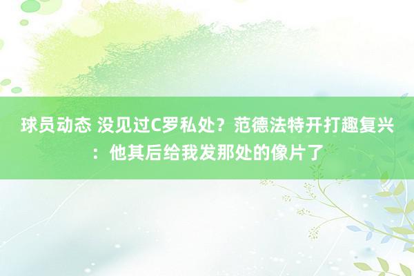 球员动态 没见过C罗私处？范德法特开打趣复兴：他其后给我发那处的像片了