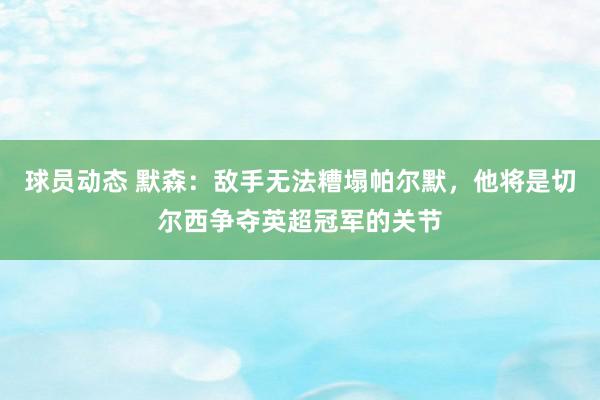 球员动态 默森：敌手无法糟塌帕尔默，他将是切尔西争夺英超冠军的关节