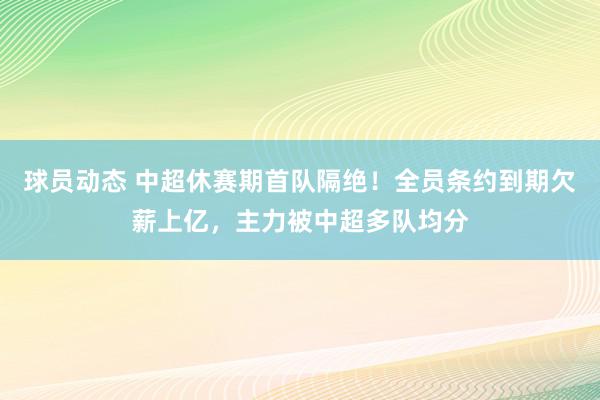 球员动态 中超休赛期首队隔绝！全员条约到期欠薪上亿，主力被中超多队均分